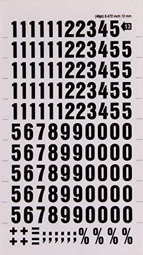 Buchstaben- und Zahlenetiketten, Farbe: schwarz Nummern 12 mm Schwarz von APLI