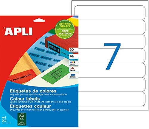 Mehrzweck-Etiketten, Format 190 x 38 mm, 140 Stück, farbig von APLI