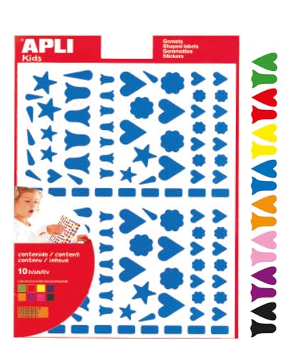 agipa playshapes Labels. Hearts and Bellflowers. 1120 Stück – selbstklebende (Mehrfarbig, Various) von APLI Kids