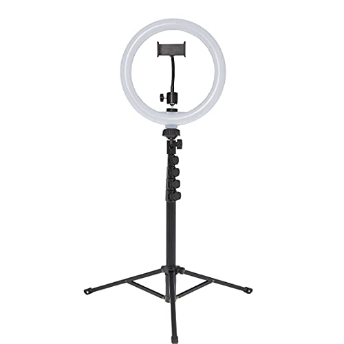 APM 572012 – Ring Light mit Stativ verstellbar 1,95 m – Ringlicht mit 120 LEDs – Fotolicht mit 3 Helligkeitsstufen – USB-Konnektivität – kompatibel mit Smartphone und Tablet – Schwarz von APM