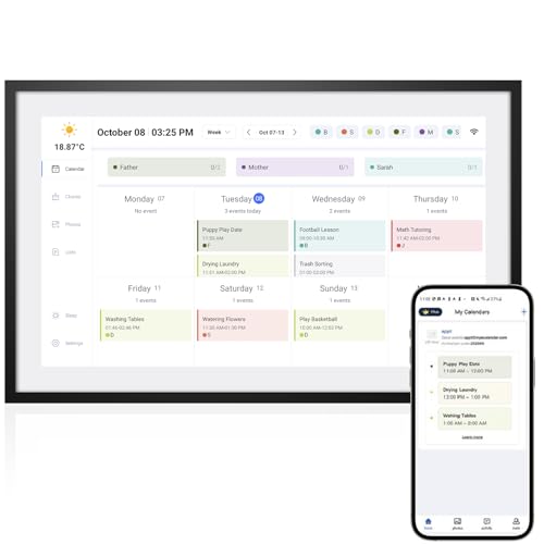 APOFIAL Digitaler Kalender, 25,7 cm (10,1 Zoll), FHD-Auflösung 1920 x 1080, interaktiver Smart-Touchscreen, für Familienzeitpläne, Fernbedienung über mobile App, 32 G und 5 G von APOFIAL