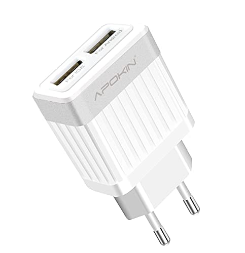 APOKIN® Ultraschnelles Ladegerät, Dual-USB 2.1 A USB 2.0, Ladegerät, kompatibel mit lphone, Samsung Huawei Xiaomi Oppo Realme LG TCL Vivo (ohne Kabel) von APOKIN