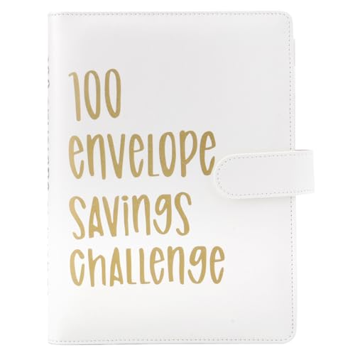 100 Envelope Challenge Binder, Umschläge Challenge Binder, Lustiger Budgetordner zum Sparen von €5,050 mit Geldumschlägen, Spar Challenge für Budget Planer (Weiß) von APOMOONS