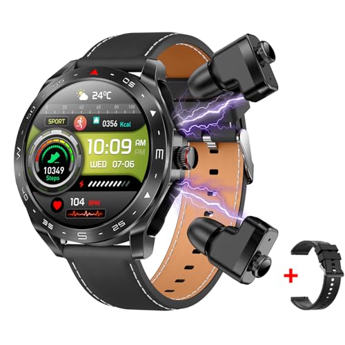 APOYOU Smartwatch mit Ohrhörern, 1,54 Zoll IPS-Bildschirm Smartwatch für Herren und Damen, IP67 wasserdicht, robuster Fitness-Tracker (Schwarz) von APOYOU