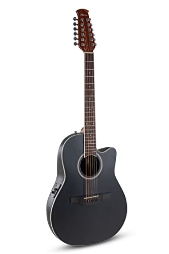 Applause E Akustikgitarre traditional AB2412-5S black satin Mid Cutaway 12 string von APPLAUSE