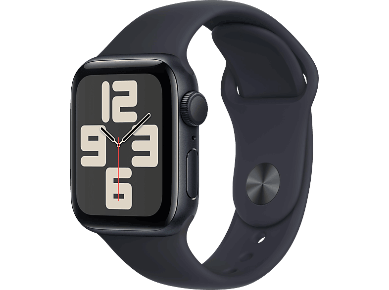 APPLE Watch SE (2023) GPS 40 mm Smartwatch Aluminium Fluorelastomer, 130-180 mm, Mitternacht von APPLE