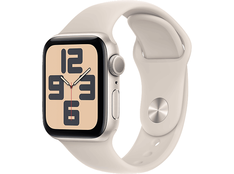 APPLE Watch SE (2023) GPS 40 mm Smartwatch Aluminium Fluorelastomer, 130-180 mm, Polarstern von APPLE