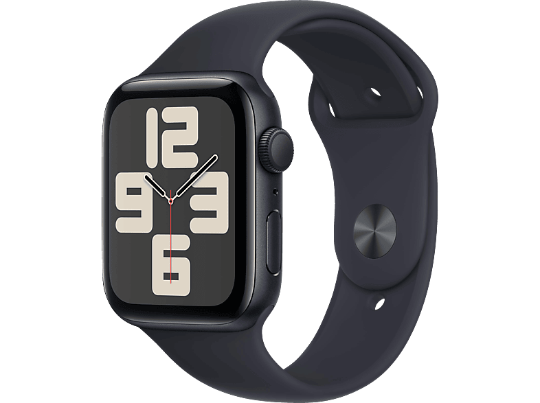 APPLE Watch SE (2023) GPS 44 mm Smartwatch Aluminium Fluorelastomer, 150-200 mm, Mitternacht von APPLE