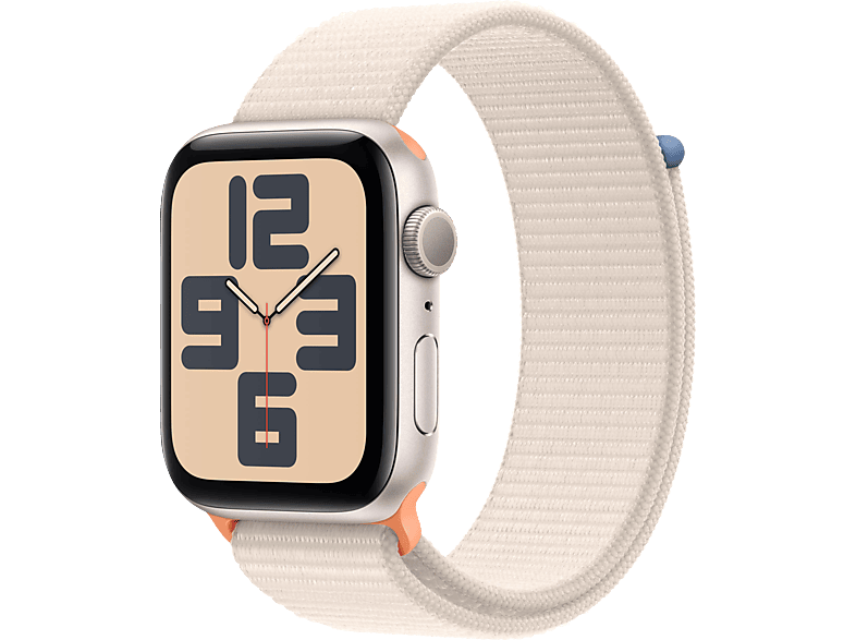 APPLE Watch SE (2023) GPS 44 mm Smartwatch Aluminium Textil Carbon Neutral, 130-200 mm, Polarstern von APPLE