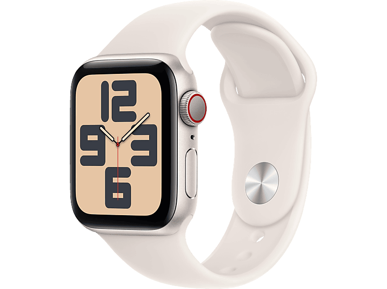 APPLE Watch SE (2024) GPS+Cellular 40 mm Smartwatch Aluminium Fluorelastomer, 130 - 180 mm, Polarstern von APPLE
