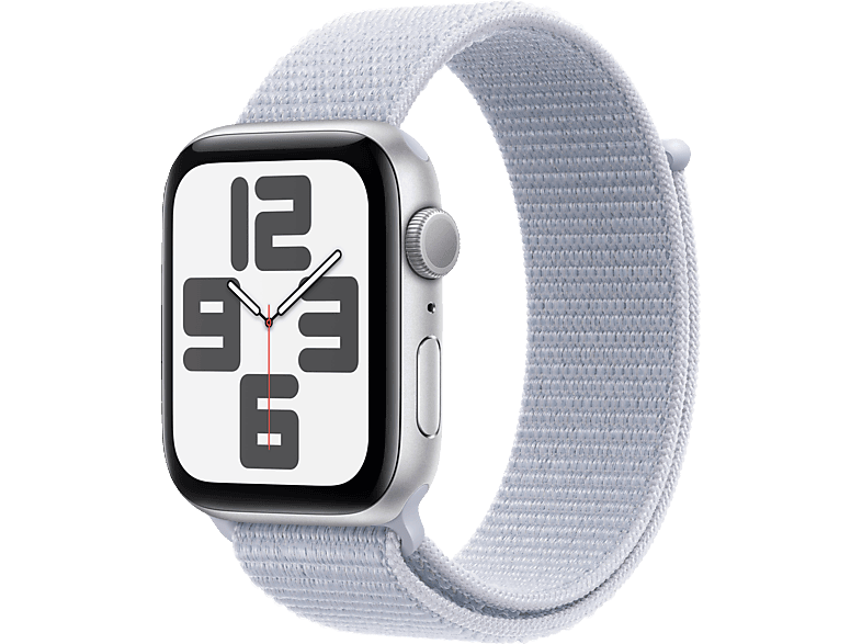 APPLE Watch SE (2024) GPS 44 mm Smartwatch Aluminium Textil Carbon Neutral, 130 - 200 mm, Silber von APPLE