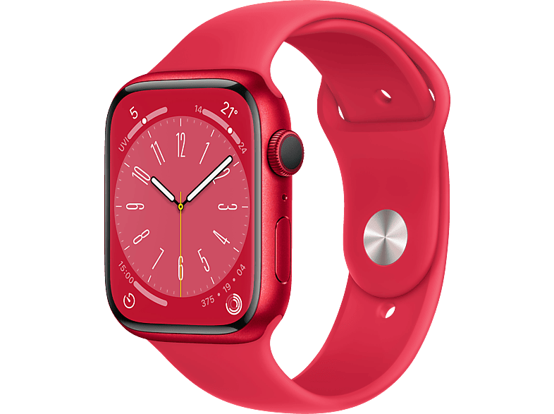 APPLE Watch Series 8 (GPS + Cellular) 45 mm Smartwatch Aluminium Fluorelastomer, 140 - 220 mm, Armband: (PRODUCT)RED, Gehäuse: (PRODUCT)RED von APPLE