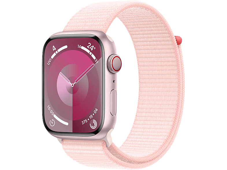 APPLE Watch Series 9 GPS + Cellular 45 mm Smartwatch Aluminium Textil: Carbon Neutral, 130 - 200 mm, Rosé von APPLE