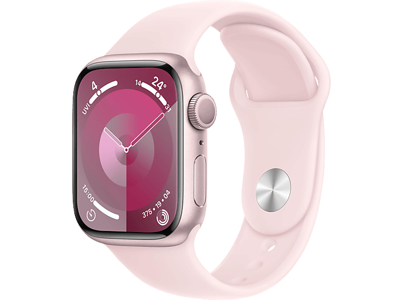 APPLE Watch Series 9 GPS 41 mm Smartwatch Aluminium Fluorelastomer, 130 - 180 mm, Rosé/Hellrosa von APPLE