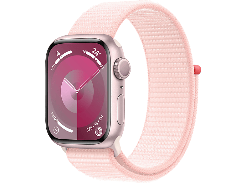 APPLE Watch Series 9 GPS 41 mm Smartwatch Aluminium Textil Carbon Neutral, 130 - 200 mm, Rosé/Hellrosa von APPLE