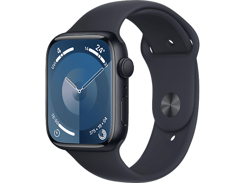 APPLE Watch Series 9 GPS 45 mm Smartwatch Aluminium Fluorelastomer, 130 - 180 mm, Mitternacht von APPLE