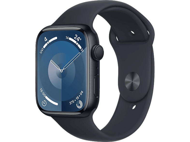 APPLE Watch Series 9 GPS 45 mm Smartwatch Aluminium Fluorelastomer, 160-210 mm, Mitternacht von APPLE