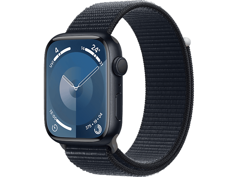 APPLE Watch Series 9 GPS 45 mm Smartwatch Aluminium Textil Carbon Neutral, 130 - 200 mm, Mitternacht von APPLE