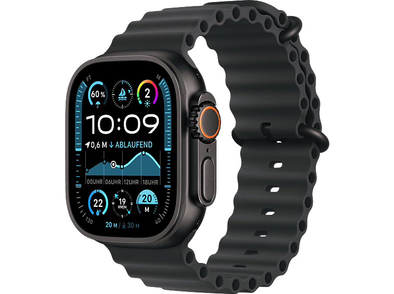 APPLE Watch Ultra 2 GPS + Cellular 49 mm Ocean Armband Schwarz 2024 Smartwatch Titangehäuse, 130 - 200 mm, APPLE Watch Ultra 2 GPS + Cellular 49 mm Ocean Armband Schwarz 2024 Smartwatch Titangehäuse, 130 - 200 mm, von APPLE