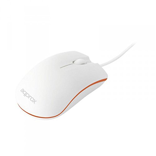 Ca. Optische Maus, ergonomisch, 800 DPI, USB, Weiß/Orange von APPROX