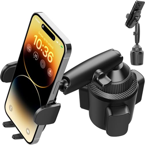 APPS2Car Handyhalterung Auto Getränkehalter, Getränkehalter Handyhalter für Auto LKW Heavy Duty iPhone Auto Halterung Verstellbarer Langer Arm Schnell Schwenkbar Einhandbedienung Schwarz von APPS2Car