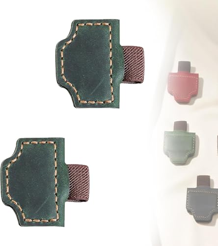 Bygonemark, Lesezeichen mit Stifthalter, personalisierbar, magnetisch, Leder, Stifthalter für Reisende (Grün) von APRILADY