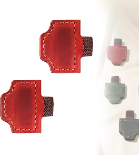 Bygonemark, Lesezeichen mit Stifthalter, personalisierbar, magnetisch, Leder, Stifthalter für Reisende (Rot) von APRILADY