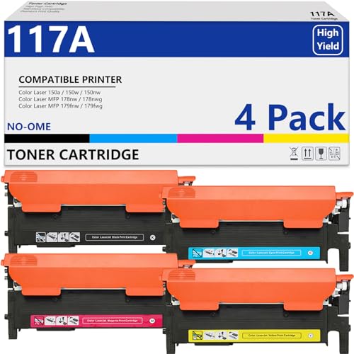 117A Kompatibel für HP 117A Toner Set für HP Color Laser MFP 178nwg 179fwg 179fnw 178nw 150nw Toner Drucker ( Schwarz Cyan Magenta Gelb, 4er-Pack) von APRONE