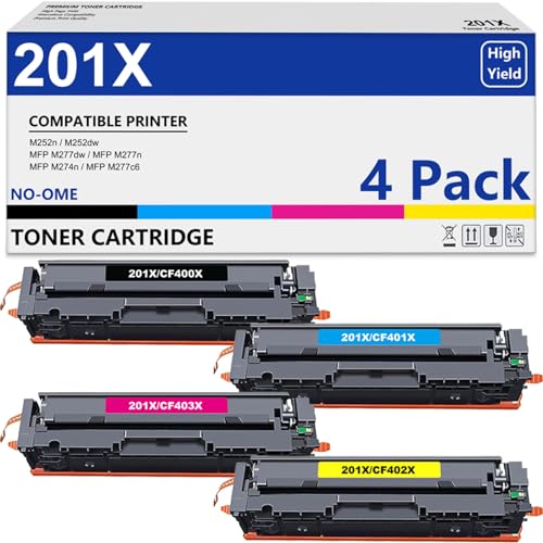 201X Kompatible für HP 201X 201A CF400X Toner für Color Laserjet Pro MFP M277dw M277n M277 M252dw M252n M274n M277c6 (Schwarz Cyan Gelb Magenta, 4er-Pack) von APRONE