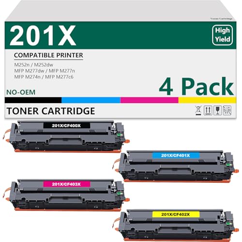 201X Kompatible für HP 201X 201A CF400X Toner für Color Laserjet Pro MFP M277dw M277n M277 M252dw M252n M274n M277c6 (Schwarz Cyan Gelb Magenta, 4er-Pack) von APRONE