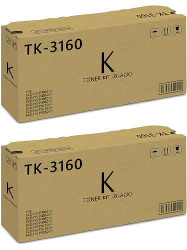 TK 3160 Kompatibel für Kyocera TK-3160 TK3160 Toner für Kyocera Ecosys P3045dn P3055dn P3050dn P3060dn P3150dn P3155dn P3260dn Drucker (2er schwarz) von APRONE