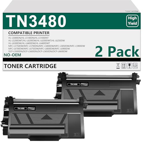 TN 3480 Kompatibel für Brother TN-3480 TN3480 Toner für Brother HL-L5100DN DCP-L5500DN MFC-L5750DW HL-L5200DW MFC-L5700DW HL-L6400DW HL-L5000D (2er schwarz) von APRONE