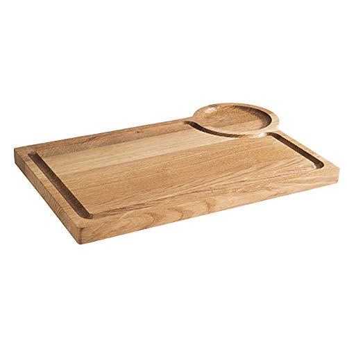 APS, Servierbrett „Oak“, Holzbrett, Brett aus geöltem Eichenholz, Saftrinne, Ø 9,5 cm runde Aussparung, 25 x 37 cm, Höhe 2cm APS, Servierbrett „Oak“, Holzbrett, Brett aus geöltem Eichenholz, Saftrinne, Ø 9,5 cm runde Aussparung, 25 x 37 cm, Höhe 2cm von APS