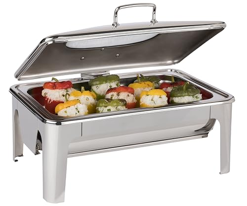 APS 12322 Chafing Dish "EASY INDUCTION", Glasdeckel, ausschließlich für Indukionskochplatten geeignet, Speisebehälter GN 1/1 (65 mm tief), 9 Liter, 60 x 42 x 30 cm, Edelstahl von APS