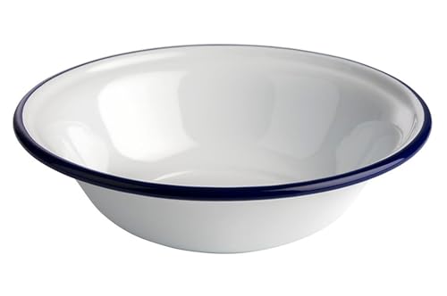 APS 40647 Schale "ENAMELWARE", Dipschale, Snackschale, Müslischale, 0,45 Liter, Ø 16,5 cm, Höhe 4,5 cm, emailliertes Stahlblech, weiß mit blauem Rand APS 40647 Schale "ENAMELWARE", Dipschale, Snackschale, Müslischale, 0,45 Liter, Ø 16,5 cm, Höhe 4,5 cm, emailliertes Stahlblech, weiß mit blauem Rand von APS