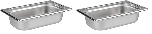 APS 81402 GN 1/4 Behälter, rostfreier Gastronormbehälter Edelstahl, Abmessungen 265 x 160 mm/Höhe 65 mm/Volumen 1,8 Liter (Packung mit 2) von APS