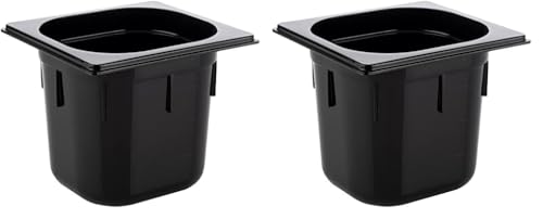 APS 82078 GN 1/6 Behälter, Gastronormbehälter aus Polycarbonat, Abmessungen 176 x 162 mm/Höhe 150 mm/Volumen 2,2 Liter, schwarz (Packung mit 2) von APS