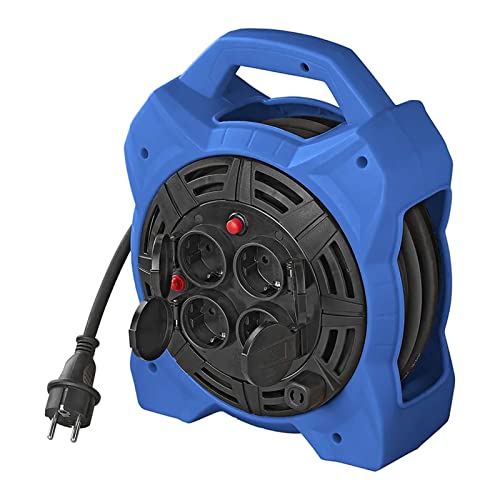 Kabeltrommel 15m Schuko 4-Fach 3x1,5mm² Verlängerungskabel mit LED-Beleuchtung von APT