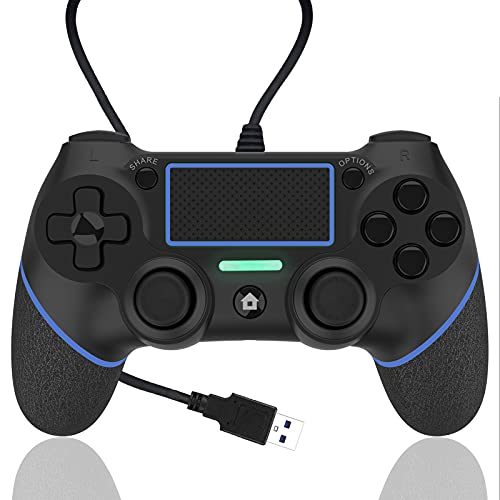 AQCTIM Wired Gaming Gamepad Controller für Plays4/Pro/Slim/PC/USB Gamepad Joystick mit Dual Vibration und Anti-Rutsch-Griff(Blue) von AQCTIM