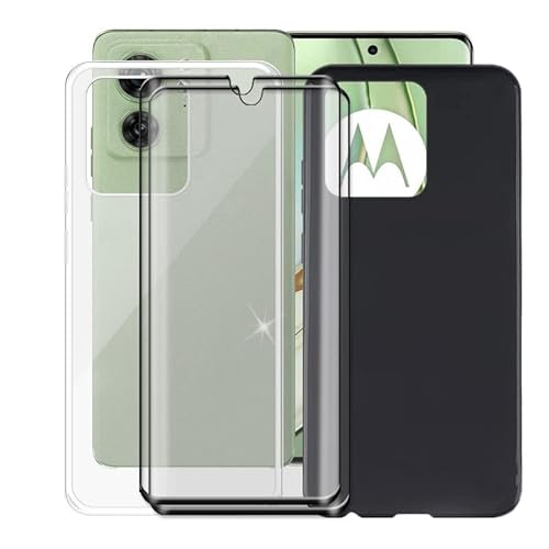 AQGG 2 Stück Hülle + 2 Stück Displayschutzfolien für Motorola Edge 40 (6.55 Zoll) Cover Black Sanft Silikon TPU Handyhülle Schutzhülle Bumper - Temperierte Folie von AQGG