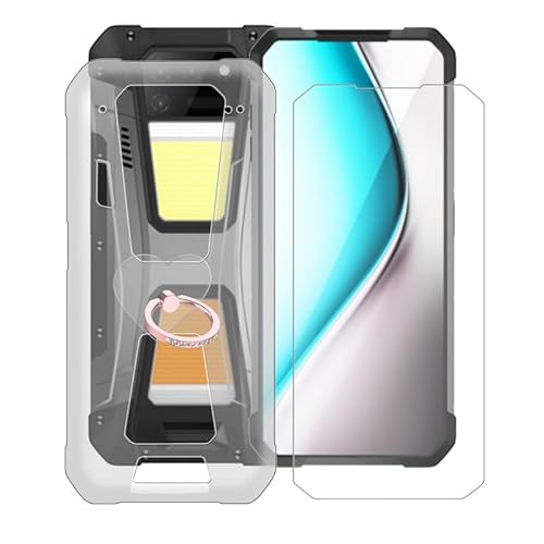 AQGG Handyhülle Transparent für Unihertz Tank 2 (6.81"), Weiche Schutzhülle + 1 Stück Gehärtetem Glas Schutzfolie, 360° Drehbar Handy-Ringhalter Cover für Unihertz Tank 2 von AQGG
