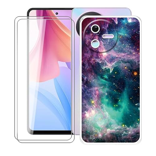 AQGG Hülle + 2 Displayschutzfolien für Blackview Oscal Tiger 12 (6.78") Cover Transparente Sanft Silikon TPU Handyhülle Schutzhülle Bumper - Temperierte Folie - WMA33 von AQGG