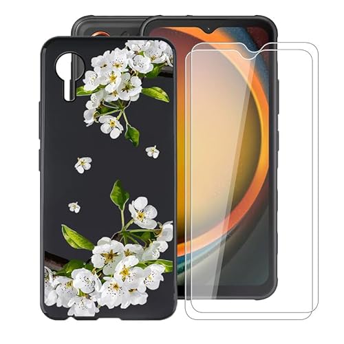 AQGG Hülle + 2 Displayschutzfolien für Samsung Galaxy Xcover7 SM-G556B (6.60") Cover Black Sanft Silikon TPU Handyhülle Schutzhülle Bumper - Temperierte Folie - XT8 von AQGG