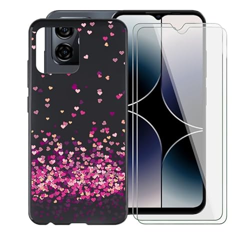 AQGG Hülle + 2 Displayschutzfolien für Ulefone Note 16 Pro (6.52") Cover Black Sanft Silikon TPU Handyhülle Schutzhülle Bumper - Temperierte Folie - Liebe von AQGG