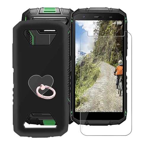 AQGG Hülle + Displayschutzfolien für Doogee S41T (5.50") Cover + Handy Ring Halter Black Sanft Silikon TPU Handyhülle Schutzhülle Bumper von AQGG