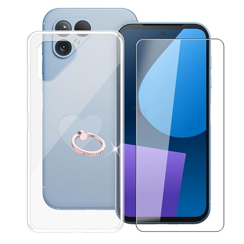 AQGG Hülle + Displayschutzfolien für Fairphone 5 (6.46") Cover + Handy Ring Halter Transparente Sanft Silikon TPU Handyhülle Schutzhülle Bumper von AQGG