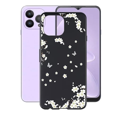 AQGG Hülle für Cubot P80 (6.58 Zoll) Hüllen Schutzhülle Tasche handyhülle Stoßkasten Schale Phone Case Black TPU Weich Silikon Cases -weiße Blume von AQGG