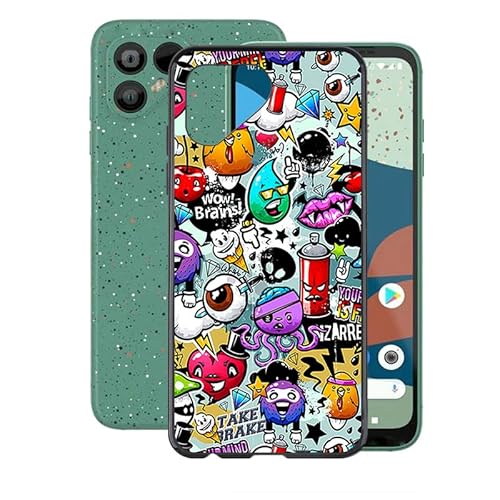AQGG Hülle für Fairphone 4 (6.30 Zoll) Hüllen Schutzhülle Tasche handyhülle Stoßkasten Schale Phone Case Black TPU Weich Silikon Cases -Animierter Cartoon von AQGG
