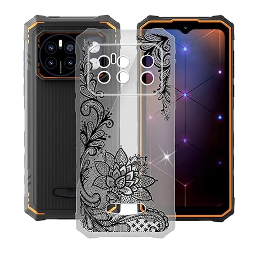 AQGG Hülle für Hotwav Cyber 13 Pro (6.78") Hüllen Schutzhülle Tasche Handyhülle Stoßkasten Schale Phone Case Transparente TPU Weich Silikon Cases - Schwarze Rose von AQGG