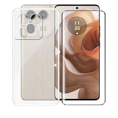 AQGG Hülle für Motorola Edge 50 Ultra (6.7") Schutzhülle Transparent Bumper Cover Sanft Silikon TPU Schale Case Handyhülle + Gehärtetes Glass Schutzfolie Temperierte Folie - Clear von AQGG